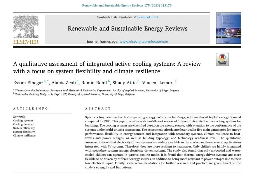 [New Paper] A qualitative assessment of integrated active cooling systems: A review with a focus on system flexibility and climate resilience