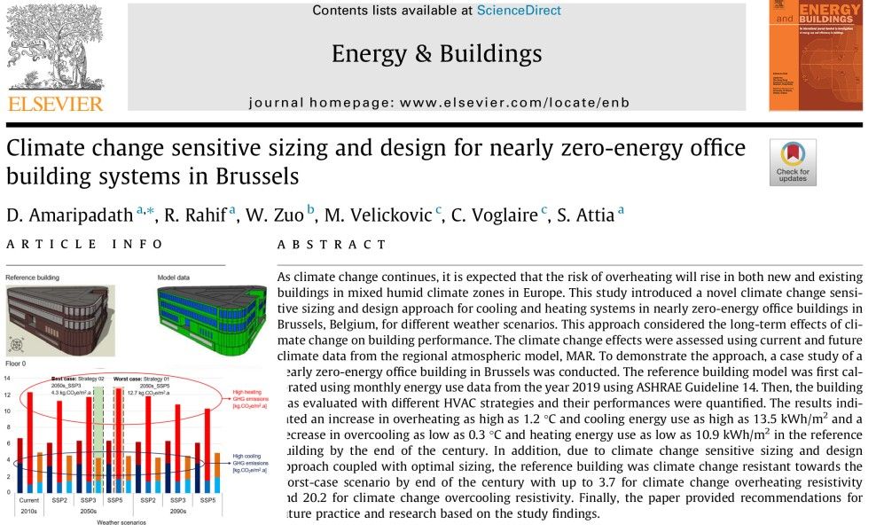 [New Paper] Climate change-sensitive sizing and design for nearly zero-energy office building systems in Brussels