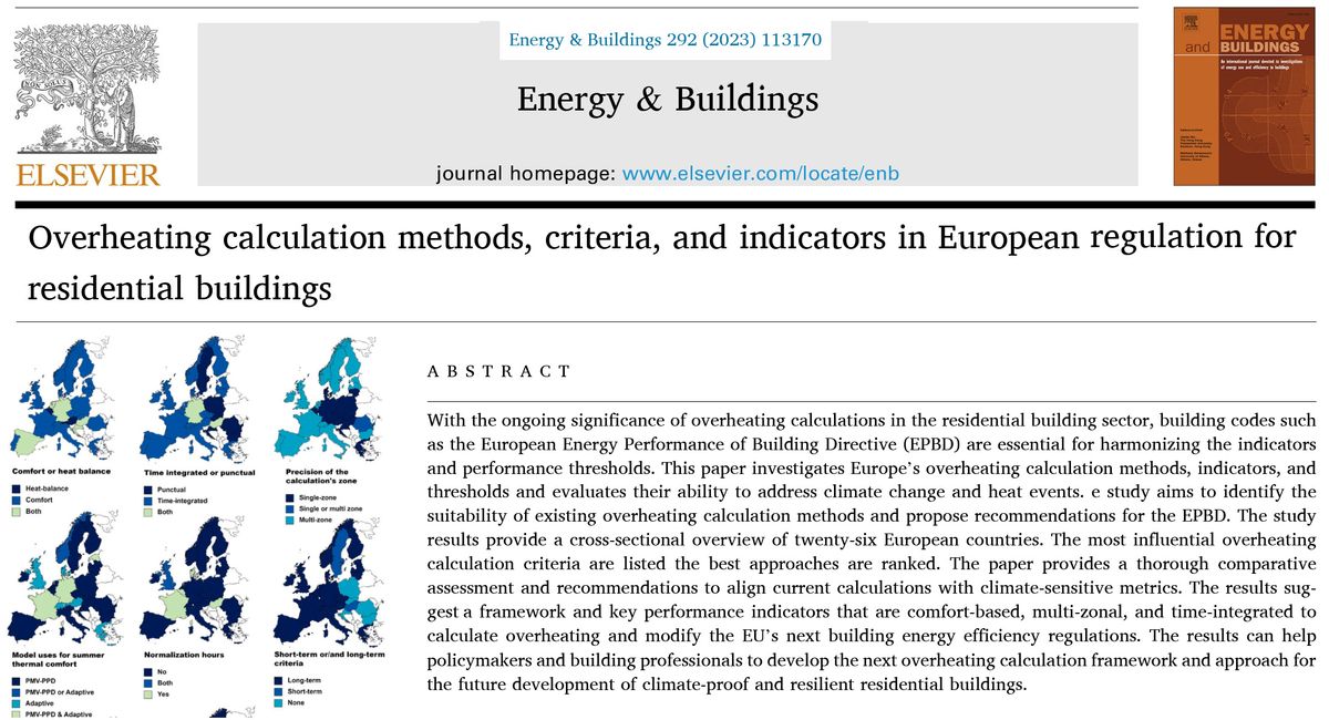 [New Paper] Overheating calculation methods, criteria, and indicators in European regulation for residential buildings